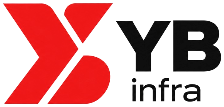 YB infra — red geometric logo